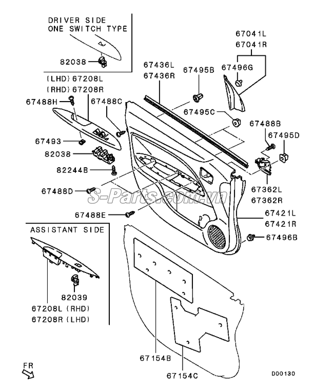 Công tắc nâng hạ kính cánh cửa đơn Mitsubishi Mirage 2017