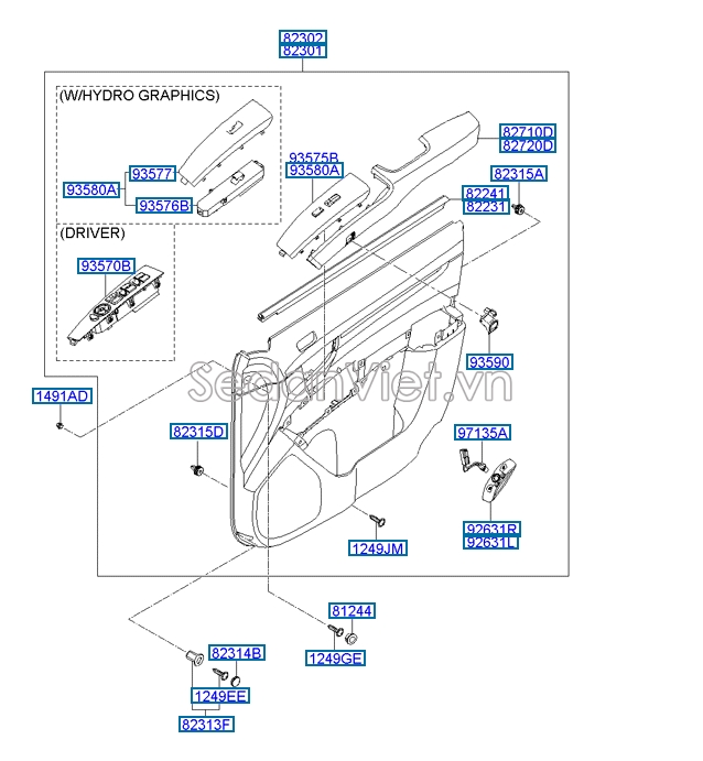 Công tắc lên xuống kính cửa Hyundai Santafe 2006-2008