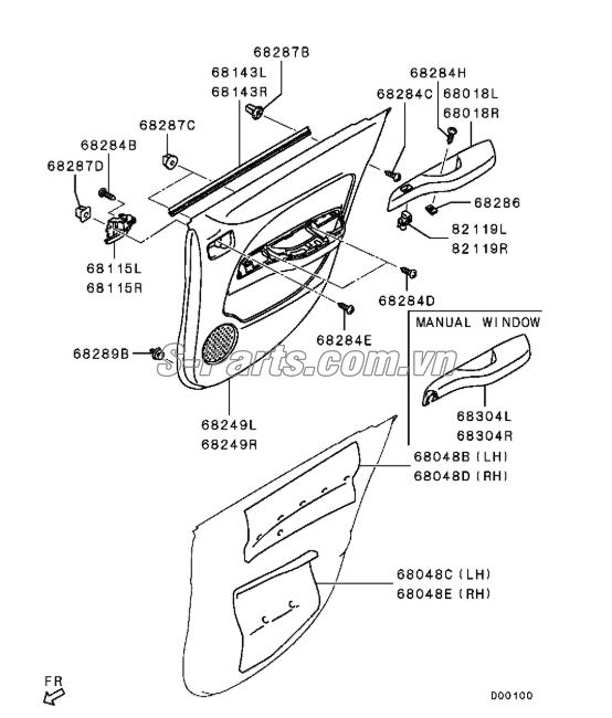 Công tắc nâng hạ kính cánh cửa đơn Mitsubishi Mirage 2017