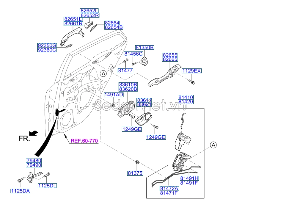 Hõm đỡ tay mở cửa Hyundai i10 Grand 2014-2016