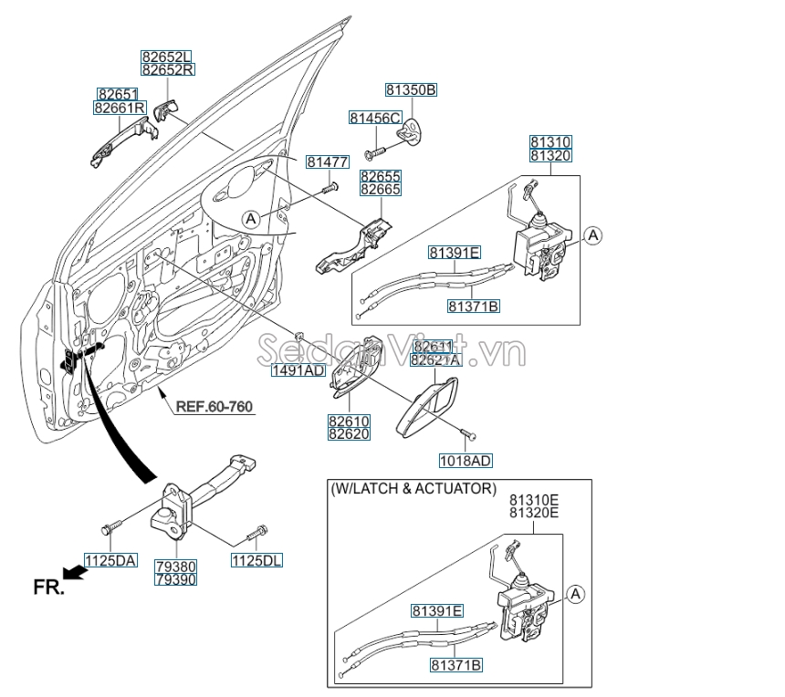 Chốt cửa trước KIA Morning Si 2015