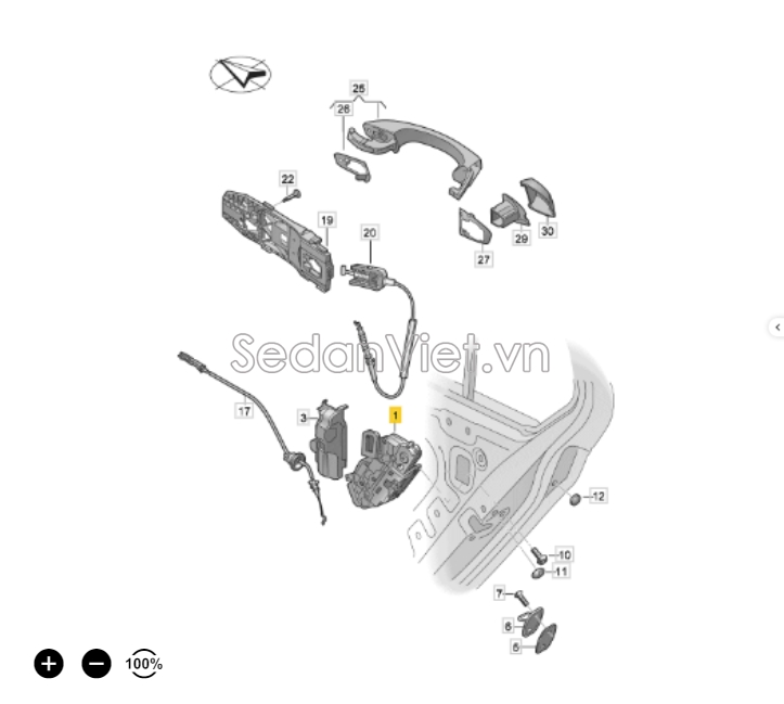 Giá đỡ tay mở cửa sau Volkswagen Polo 2015-2017