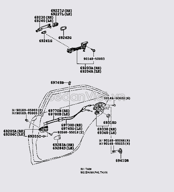 Ổ khóa ngậm cánh cửa Toyota Camry 2009-2012