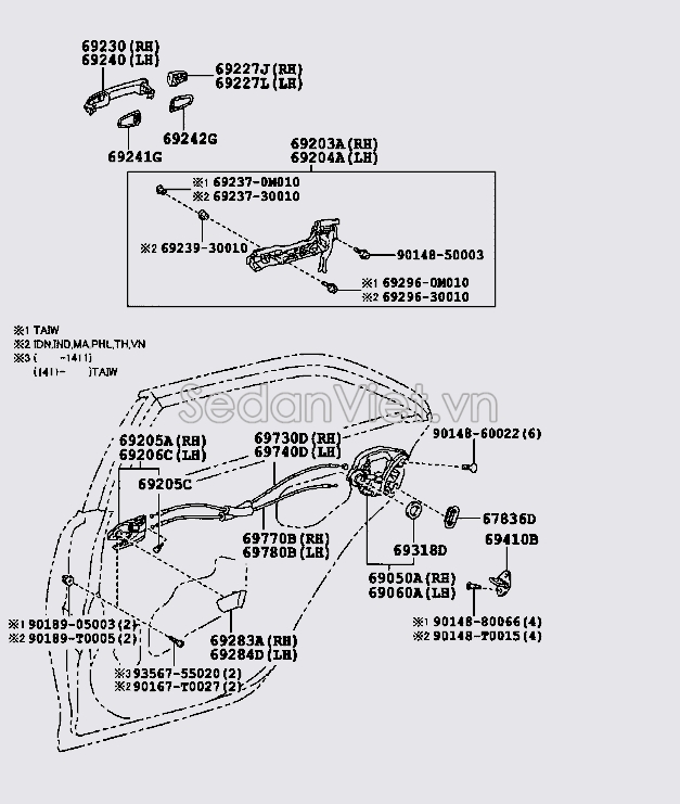 Ổ khóa ngậm cánh cửa Toyota Camry 2009-2012