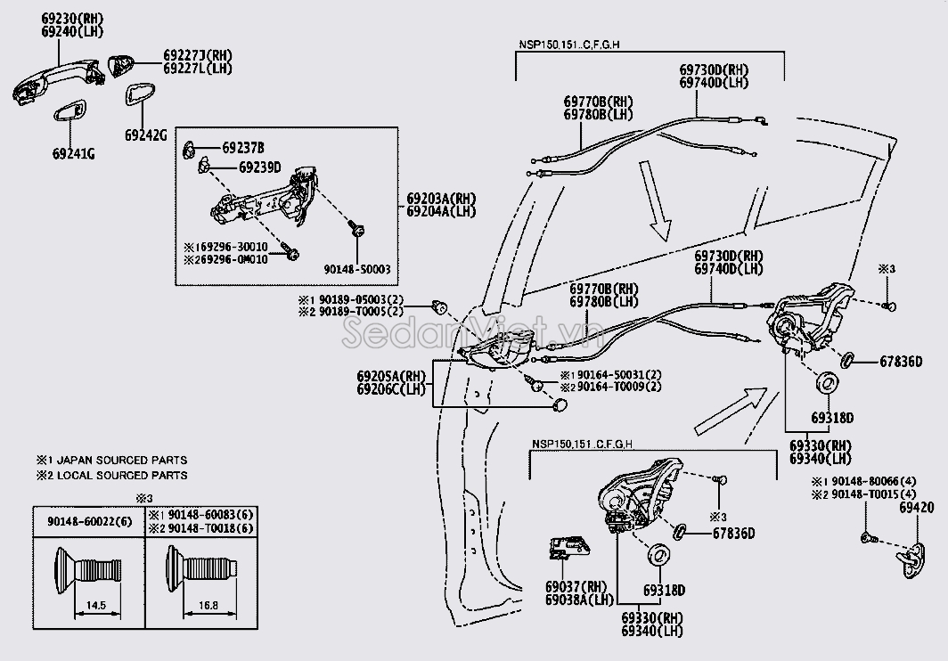 Tay mở cửa trong Toyota Innova 2008-2011