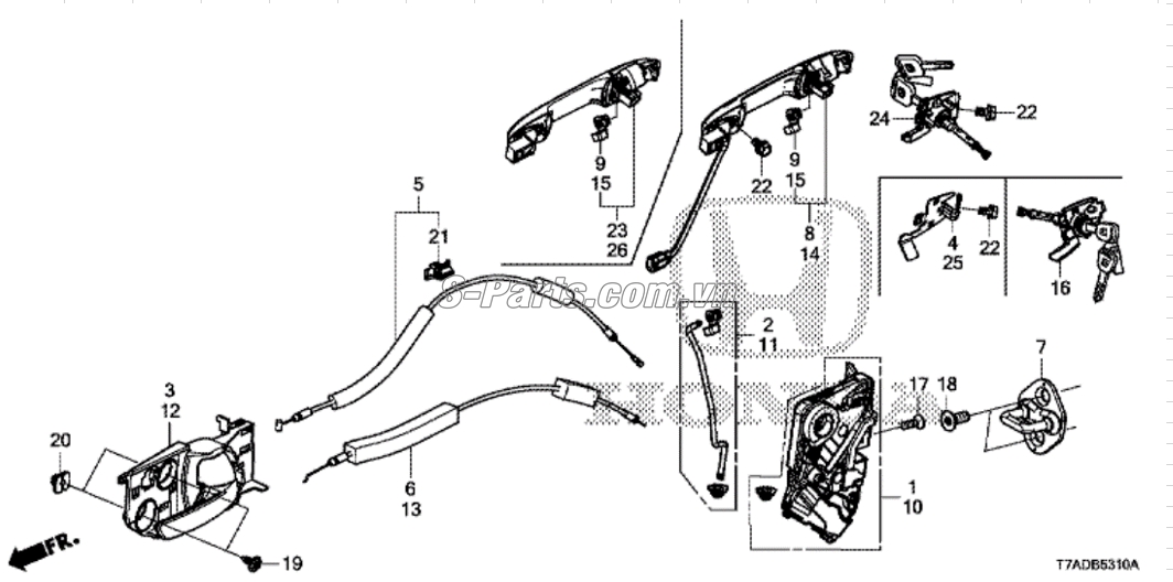 Ổ khóa ngậm cánh cửa Honda CR-V 2013-2014