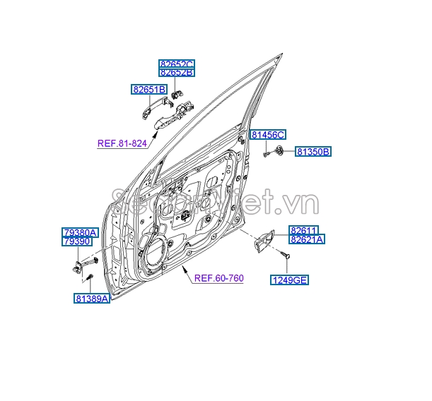 Hạn chế hành trình cánh cửa Hyundai Santafe 2006-2008