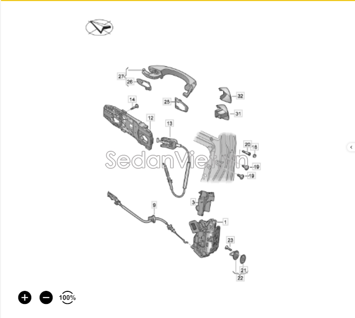 Giá đỡ tay mở cửa trước Volkswagen Polo 2015-2017