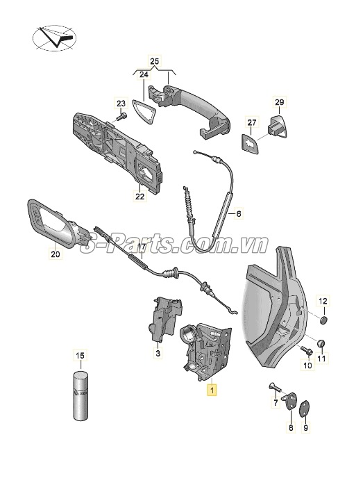 Giá đỡ tay mở cửa sau Volkswagen Polo 2015-2017