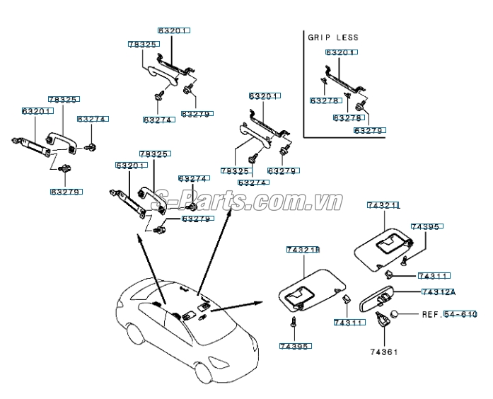 Gương chiếu hậu trong xe Mitsubishi Triton 2005-2009