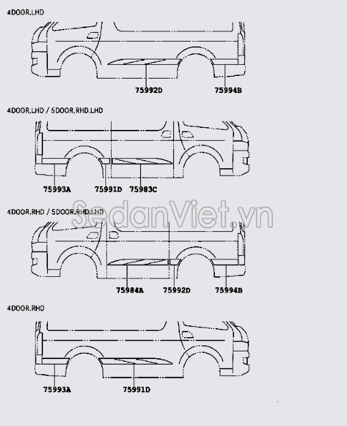 Bộ tem xe Toyota Hiace 2007-2014