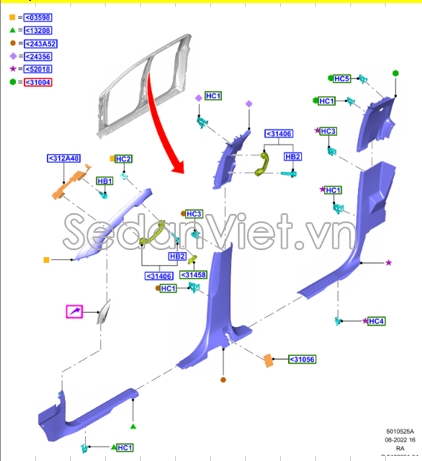 Ống dẫn nước rửa kính đằng sau Toyota RAV4 2006-2008