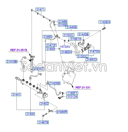 Cảm biến áp suất dàn kim phun Hyundai Santafe 2010-2012