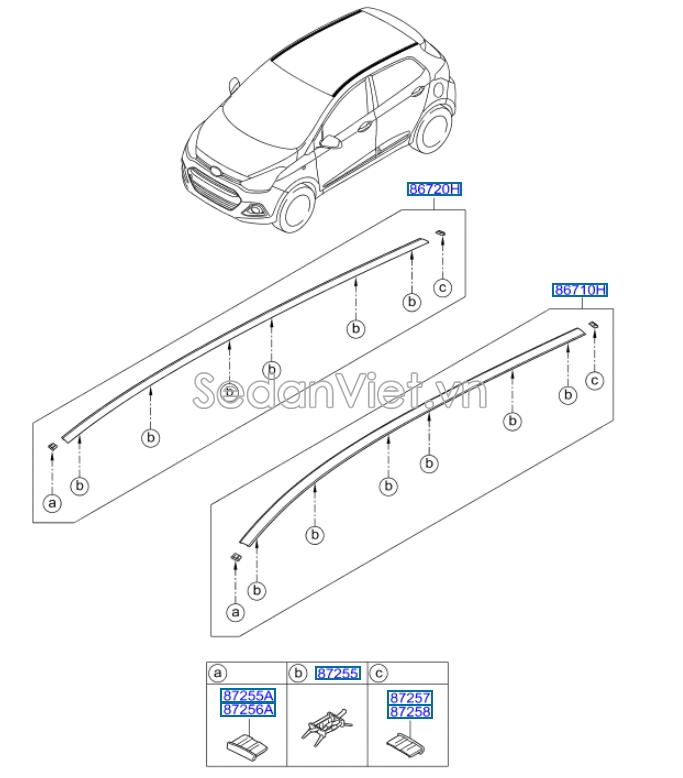 Nẹp nóc Hyundai i10 Grand 2017