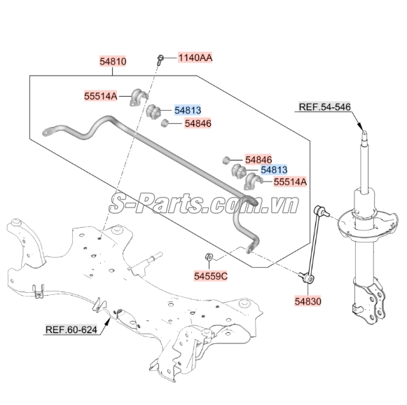 Cao su ốp cân bằng trước Hyundai Accent 2011-2016