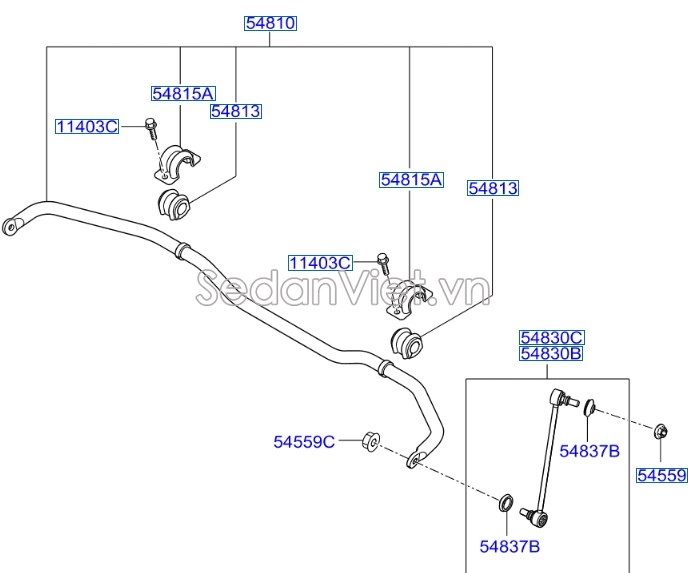Giá bắt cao su cân bằng trước Hyundai Santafe 2010-2012