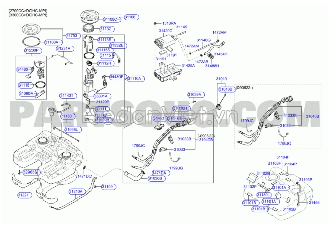 Phao xăng Hyundai Santafe 2006-2008