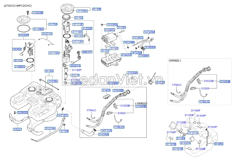 Phao xăng Hyundai Santafe 2006-2008