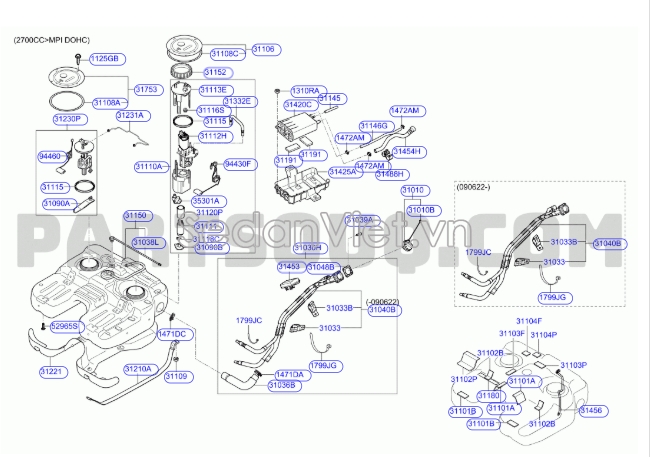 Phao xăng Hyundai Santafe 2006-2008