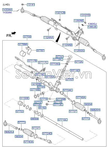 Cao su chụp bụi thước lái Hyundai Starex 2014-2016