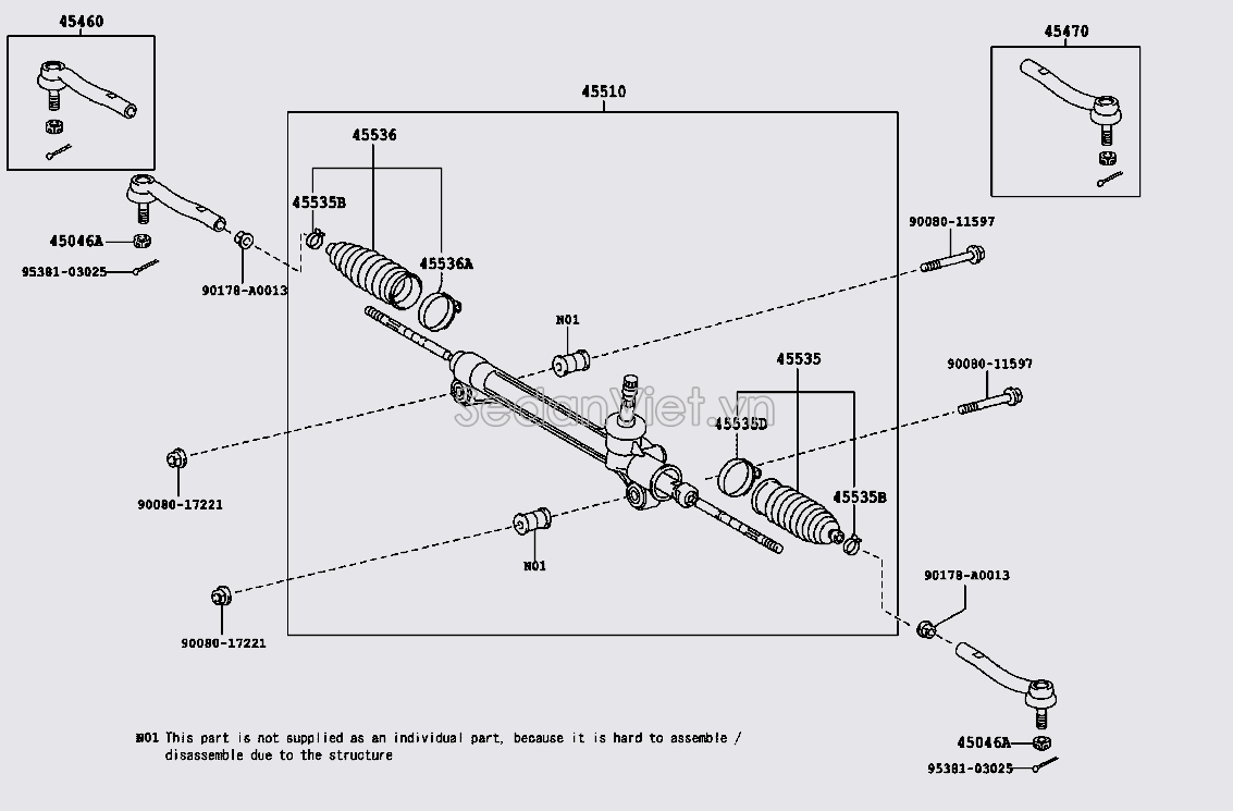 Thước lái Lexus RX450H 2009-2012
