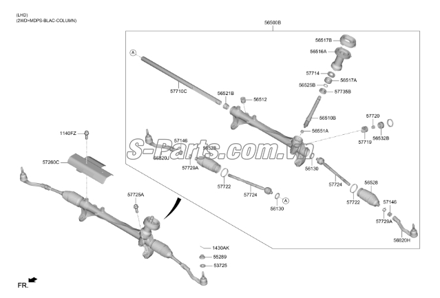 Thước lái Hyundai Santafe 2019