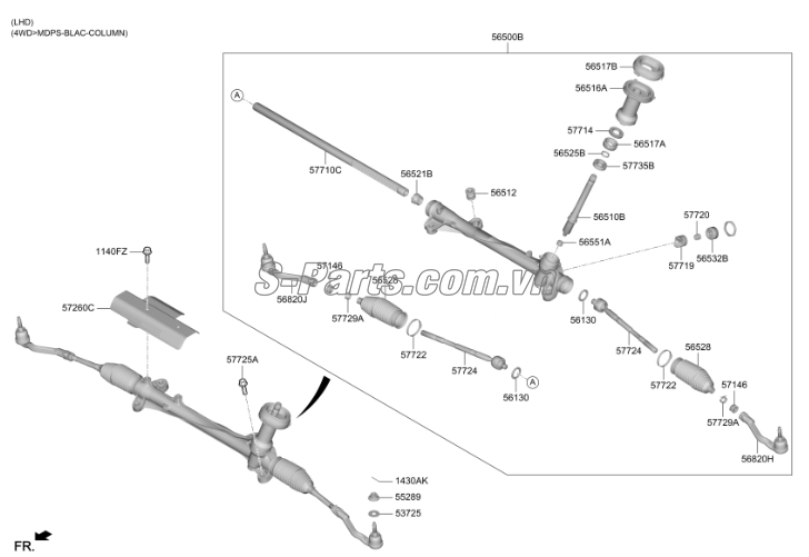 Thước lái Hyundai Santafe 2019