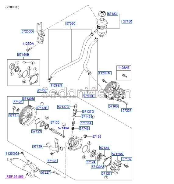 Bình dầu trợ lực lái Hyundai Santafe 2010-2012