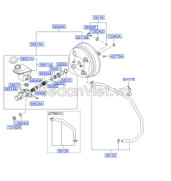 Bầu trợ lực phanh Hyundai Santafe 2006-2008