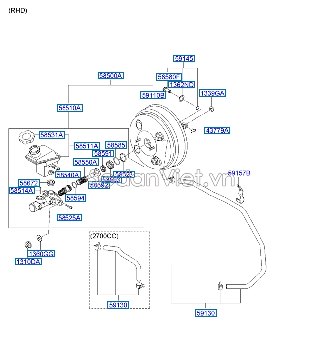 Nắp bình dầu tổng phanh Hyundai Santafe 2006-2008