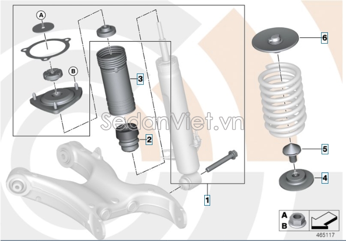 cao su đệm lò xo giảm xóc trước dưới BMW X6 2010-2012