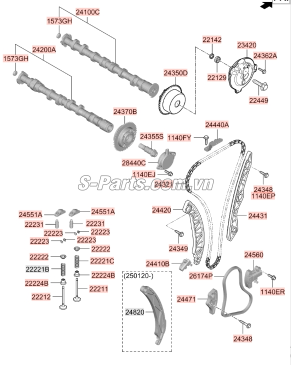 Móng ngựa xupap Hyundai Grand Starex 2008-2013