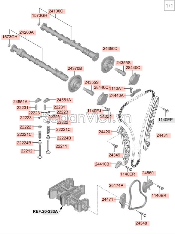 Móng ngựa xupap Hyundai Grand Starex 2008-2013