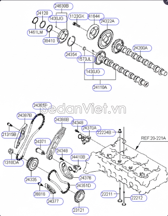 Giảm chấn trục cam Hyundai Santafe 2013-2015
