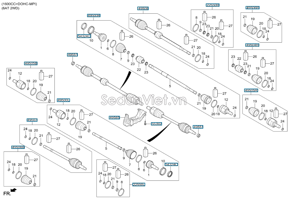 Cây láp KIA K3 2013-2016