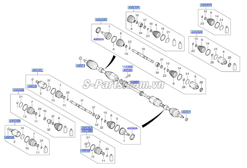 Cao su chụp bụi lái trong KIA New Sorento 2014-2017