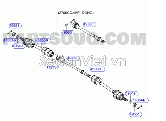 Cây láp Hyundai Santafe 2010-2012