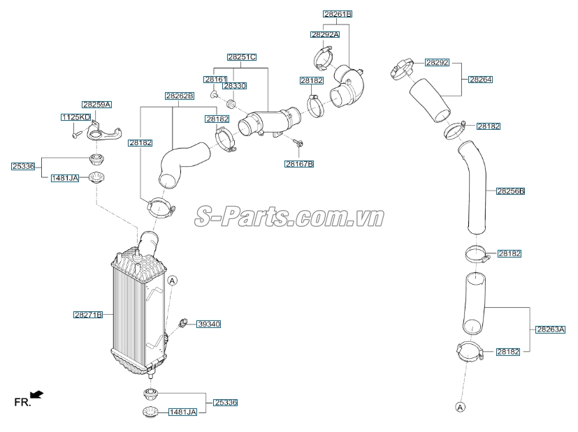 Cao su chân két nước Hyundai Santafe 2017-2018