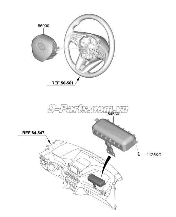 Túi khí chính Hyundai Santafe 2019