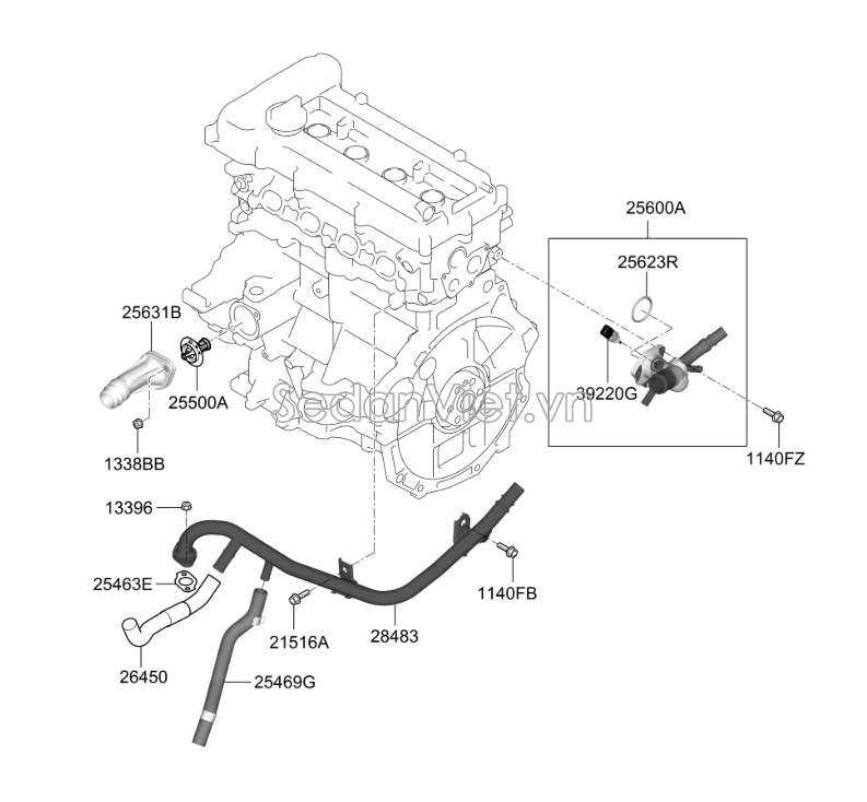 Cảm biến báo nhiệt độ nước Hyundai Santafe 2013-2015