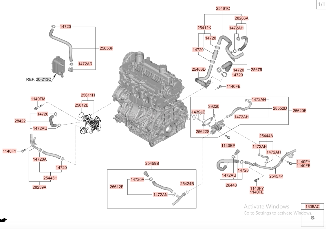 Ống nước vào giàn sưởi KIA Carnival 2021-2024
