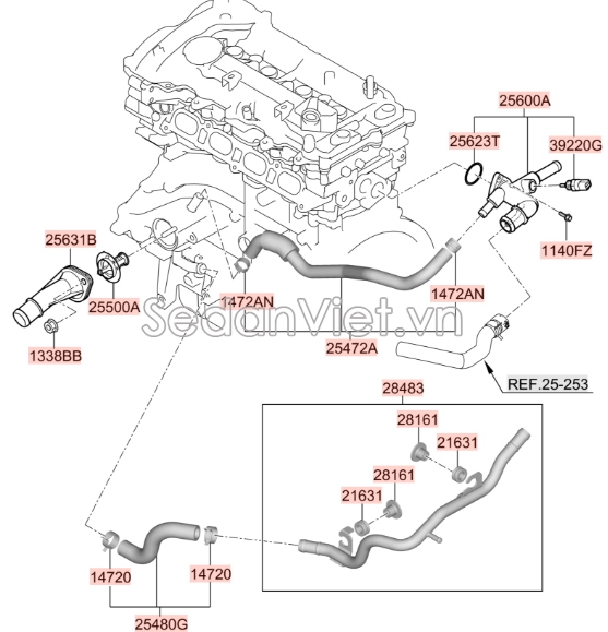 Cảm biến báo nhiệt độ nước Hyundai Santafe 2013-2015