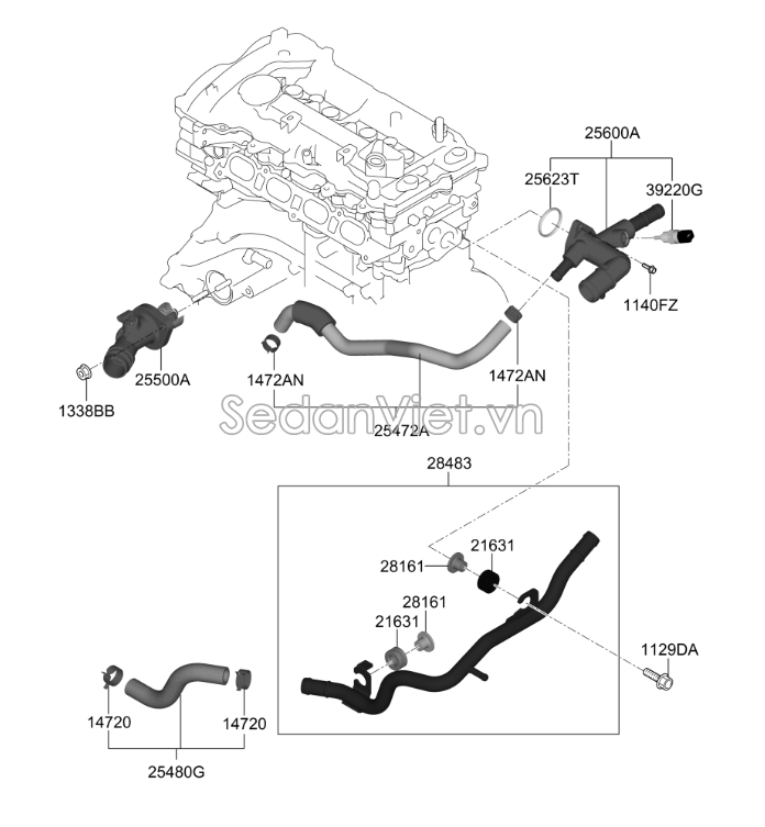 Cảm biến báo nhiệt độ nước Hyundai Santafe 2013-2015