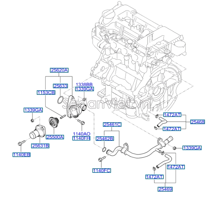 Vỏ van hằng nhiệt Hyundai i10 Grand 2017