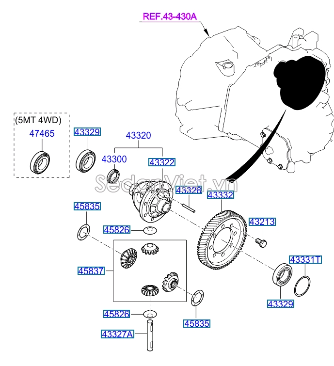 Bi vỏ cầu vi sai KIA Forte 2013