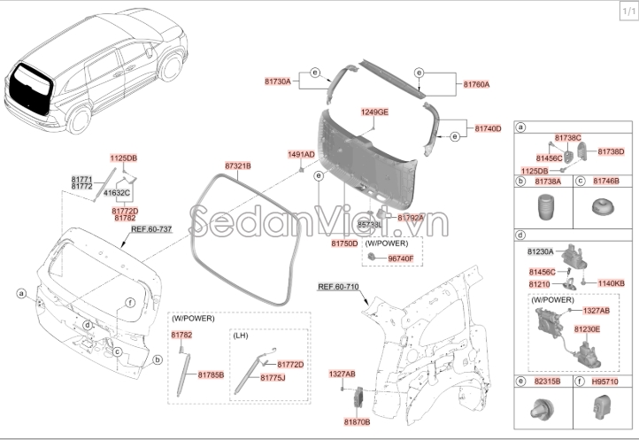 Chốt khóa cốp hậu Hyundai Tucson 2019-2021