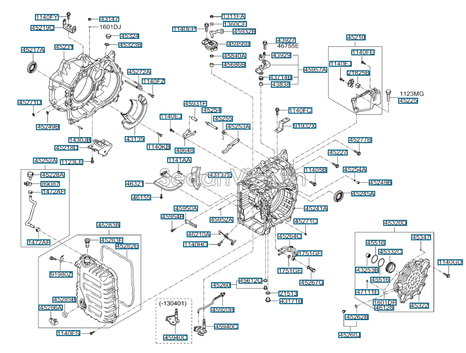 Đáy các te hộp số tự động bằng nhựa KIA K3 2013-2016