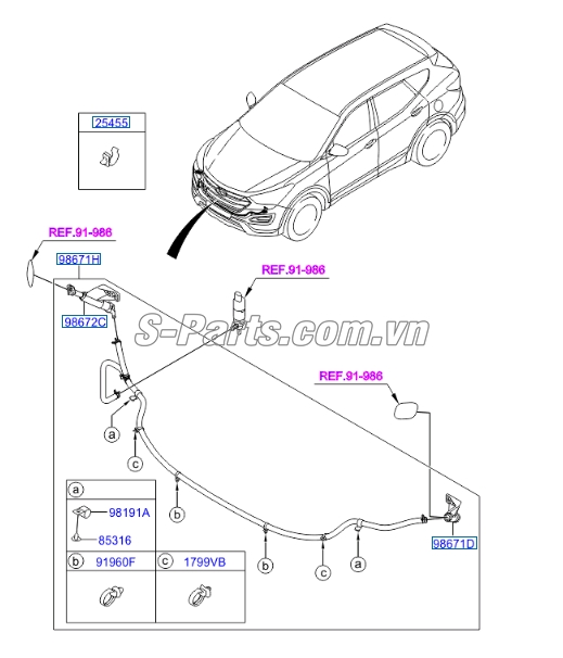 Vòi phun nước rửa đèn pha Hyundai Santafe 2013-2015