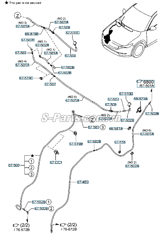 Vòi phun nước rửa kính Mazda 3 2017-2019