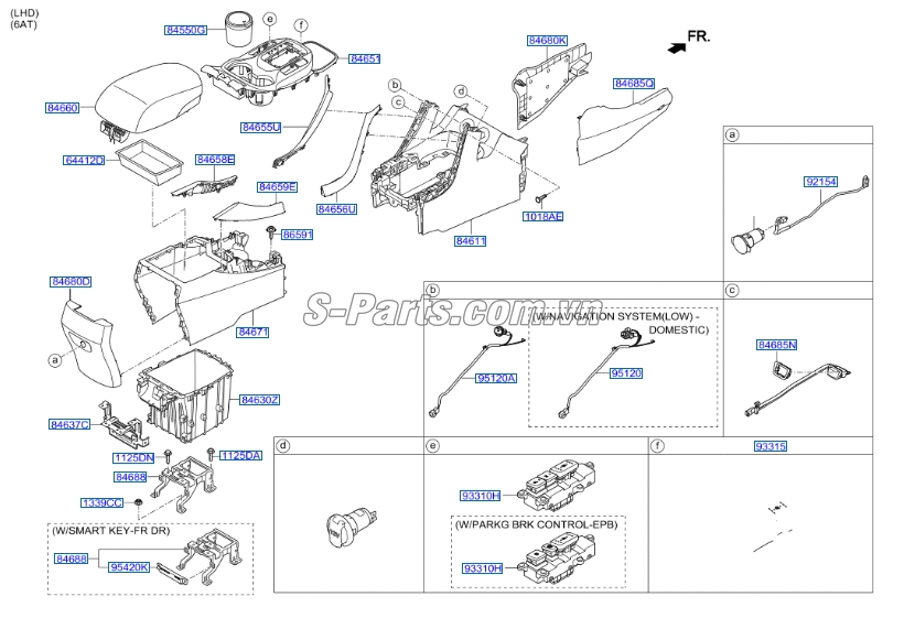 Công tắc phanh tay điện tử Hyundai Santafe 2017